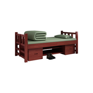 Lit simple en bois massif Shulin Furniture, brun rougeâtre, lit de dortoir avec rangement, multifonctionnel, pour adultes et enfants - Product Image 5