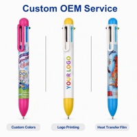 Stylo bille multicolore 6 en 1, stylo rétractable multicolore en plastique, encre noire, bleue, rouge, verte, violette, jaune pour étudiants, école