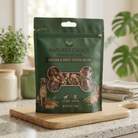 Sacs d'emballage refermables pour aliments pour animaux de compagnie avec fenêtre, pochettes de rangement personnalisées pour friandises pour chiens et chats, sacs en plastique à fermeture éclair