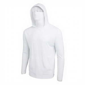เสื้อฮู้ดดี้ผู้ชายสีขาว UPF 50 ป้องกันรังสียูวี แขนยาว ผ้าฝ้ายสีพื้น สำหรับตกปลา เสื้อผ้าผู้ใหญ่ - Product Image 1