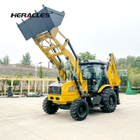Prix d'usine Euro 5 EPA Heracles Chargeuse sur pneus et pelle rétrocaveuse, capacité de charge 2500 kg, profondeur de fouille 4 m, moteur Yuchai, boîte de vitesses TLS3CX