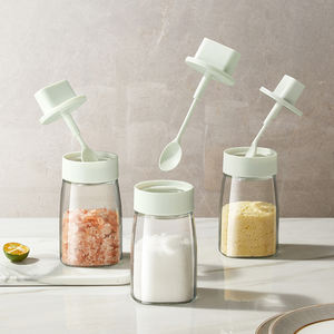 Pot à épices avec cuillère rétractable, hermétique, en verre <span class=keywords><strong>sans</strong></span> plomb de qualité alimentaire, pour <span class=keywords><strong>sel</strong></span>, <span class=keywords><strong>sucre</strong></span>, condiments de cuisine - Product Image 1