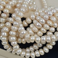 Fil de perles 7-8/10-12mm, perles d'eau douce naturelles, perles plates enfilées, collier de perles en vrac, accessoires semi-finis pour bricolage