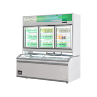 Vitrine réfrigérée combinée pour supermarché commercial, refroidissement par air, congélateur, refroidisseur avec 3 portes, dégivrage automatique, vitre