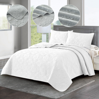 Couvre-lit matelassé à ultrasons en microfibre 3 pièces ensembles de couette préférés de qualité literie motif de fleurs de luxe