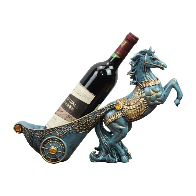 2023 Perfect Gloomy Chinese Zodiac Horse Wine Holder Resin Craft for Home Decor & Kitchen Storage Horse Wine rack