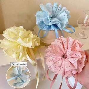 Oversized Dikke Darm Haarband Dames Trekkoord High-End Stijl Zachte Grote Bloem Paardenstaart Vier-Laags Verstelbare <span class=keywords><strong>Scrunchies</strong></span> - Product Image 2