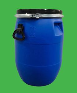 30L HDPE blauwe kunststof emmer, open bovenkant, food grade, recyclebaar, melkcontainers met ijzeren hoepelringen, JYP merk, goud gestempeld - Product Image 3