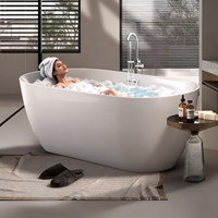 Baignoire autoportante rectangulaire en acrylique blanc durable avec chauffage à température constante, baignoire moderne pour appartement