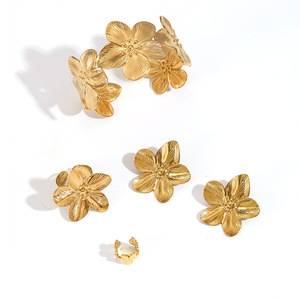 Flower Shape Stainless Steel Jewelry <b>Set</b> For Women Party Fashion Ring Earring <b>Bracelet</b> <b>Set</b> Te60469 - Product Image 4