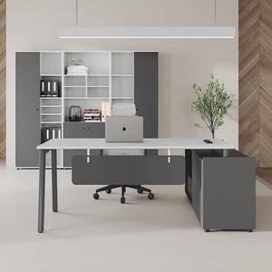 Escritorio de oficina en forma de L ejecutivo de lujo moderno Prise Autonome MDF Factory Commercial Furniture para Manager <span class=keywords><strong>Computer</strong></span> <span class=keywords><strong>Table</strong></span> Hospital - Product Image 2