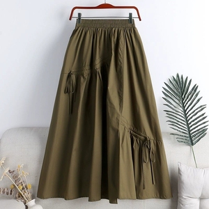 Ladies' Summer New High <strong>Waisted</strong> Slimming Half <strong>Skirt</strong> <strong>with</strong> Irregular Straps Medium to Long Hem A-line <strong>Skirt</strong> Half <strong>Skirt</strong> - Product Image 6