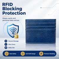 Dompet Kartu RFID Kulit PU Tipis Anti Pembajakan dengan Potongan untuk Jari Ibu Jari, Akses Cepat, Organizer Pembayaran