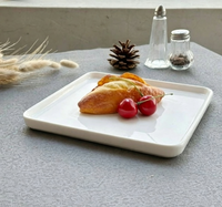 Assiette de service carrée en céramique blanche de style nordique minimaliste, personnalisable avec logo, en porcelaine, pour pizza, salade, steak, pour la maison, l'hôtel, le restaurant