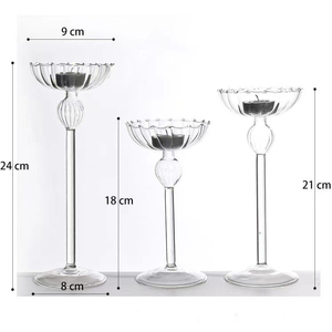 Candélabre <span class=keywords><strong>en</strong></span> <span class=keywords><strong>verre</strong></span> rayé de style europé<span class=keywords><strong>en</strong></span>, décorations romantiques pour la maison, ornements pour dîner aux chandelles avec des pots à bougies - Product Image 5