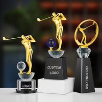 Nuevo diseño personalizado de gama alta Crystal Golf Award y trofeos Metal Gold Sport Trophy Cup