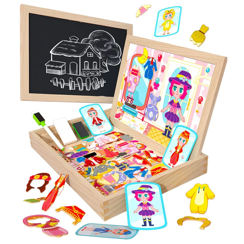 Houten Magnetische Dress Up Poppen Meisjes Doen Alsof Spelen Set Meisjes Mode Peuters Voorschoolse Leren Speelgoed Kinderen Verjaardagscadeaus