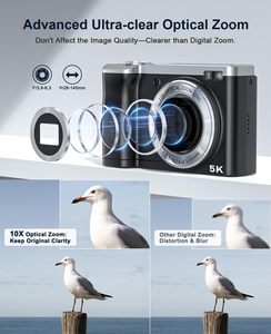 กล้องดิจิตอลระดับมืออาชีพ Sonida Factory Direct 10x Optical 56MP ถ่ายวิดีโอ 5K กล้องมินิสำหรับเด็ก เซ็นเซอร์ CMOS หน้าจอ 2.8 นิ้ว - Product Image 6