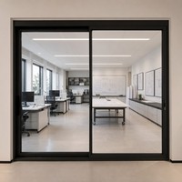 Porte coulissante en aluminium à cadre fin, porte coulissante en verre minimaliste à grande vue pour la décoration intérieure et extérieure de la maison