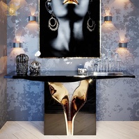 Table d'entrée haut de gamme, meubles de salon en acier inoxydable, or, Design italien, Console de luxe, hôtel, Hall d'entrée