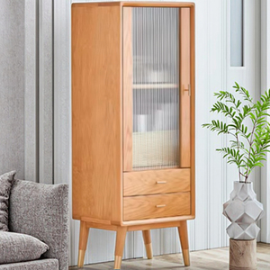 Phong Cách Hiện Đại Rắn Gỗ Sồi Tủ TV Tủ Sách <span class=keywords><strong>2</strong></span> Ngăn Kéo Có Thể Điều Chỉnh Dọc Giá Rượu Vang Cho Phòng Khách Thép Không Gỉ - Product Image 4