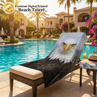 Custom Logo Full Colors Digital Print Beach Towel 100% Cotton Thick Heavy 450GSM Beach Towel 15 Years OEM Factory