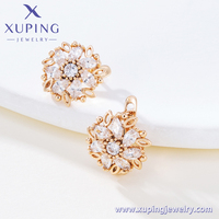 X001253275 Perhiasan XUPING Anting Tusuk Wanita Trendi Lapis Emas 18K Paduan Tembaga Ramah Lingkungan Desain Bunga CZ Sintetis