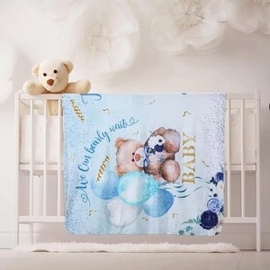 Sơ sinh hàng tháng nhiếp ảnh Chăn gấu in flannel bé Milestone Chăn với 2 khung hình - Product Image 5