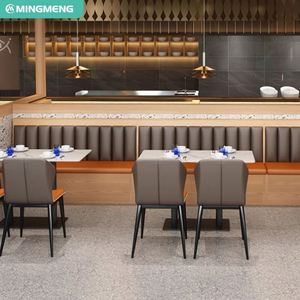 Juego de cabina de comedor de comida rápida para restaurante comercial con muebles de mesa de losa de roca diseño minimalista para hoteles - Product Image 4