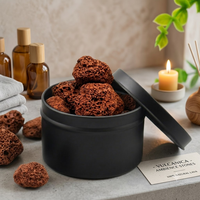 Diffuseur en pierre de lave noire naturelle en gros avec contenant métallique pour aromathérapie et décoration de bureau
