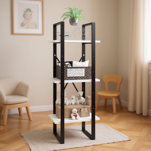 White 3-Tier <b>Book</b> <b>Cabinet</b> 15.7x11.8x41.3 In Engineered Wood Kids' Furniture Minimalist Design - Product Image 2