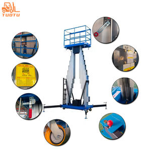 एल्यूमीनियम मिश्र धातु लिफ्ट हवाई कार्य मंच होटल लॉबी उच्च ऊंचाई सफाई एकल दोहरी मस्तूल उठाने वाला मंच - Product Image 4