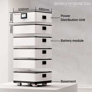 Sistema de Almacenamiento de Energía Basen Green de Alto Voltaje 200V 300V 400V 100Ah 20.48kWh 30.72kWh 40.96kWh, Paquete Apilable con 10 Años de Garantía - Product Image 4