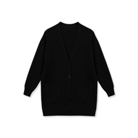 Cardigan mi-long en laine et cachemire pour femme, style simple, décontracté, col en V, boutonné, tricoté, idéal pour la personnalisation de marque privée