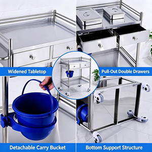 Chariot à boissons mobile en acier inoxydable à 3 niveaux, chariot de service à boissons roulant avec étagères, chariot de bar robuste pour hôtel, restaurant - Product Image 4