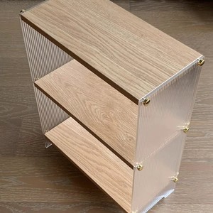 Chose Acrylic Cup Shelf 3 Tier Wood Top Freestanding Storage Rack For Kitchen Bar Countertop - Product Image 3