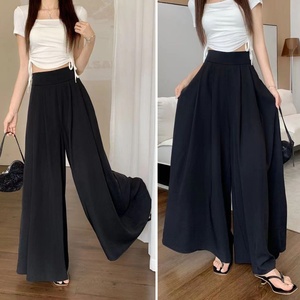 Nuevos Pantalones Anchos de Pierna Larga para Dama de Cintura Alta Plisados Color Sólido Verano Finos Casuales Formales - Product Image 6