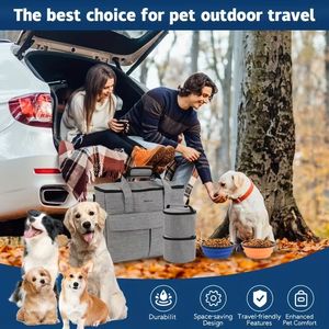 Sac de transport pour animaux de compagnie approuvé par les compagnies aériennes, sac de transport pour chien imperméable avec bols pliables, contenants pour nourriture pour les promenades - Product Image 5