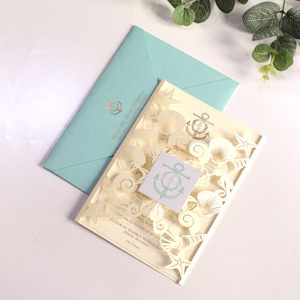 Ngà Thiệp Mời Đám Cưới Với Laser Cắt Giấy Thanh Lịch Bầu Trời Màu Xanh Phong Bì Tùy Chỉnh In Âm Nhạc Và Thiên Thần Phong Cách Thẻ - Product Image 5