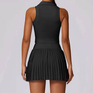 Toptan özel Logo seksi Mini kadın açık Golf setleri hızlı kuru kırpma üst sutyen ve etek 2 parça tenis giyim etek seti - Product Image 3