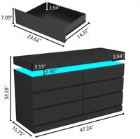Armoire de bureau moderne de luxe léger, commodes, tiroirs de rangement, armoires de rangement noires avec LED