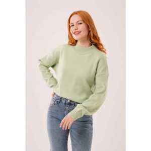 Pull en tricot vert basique pour femme, manches longues, décontracté, anti-boulochage, col côtelé - Product Image 3