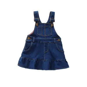 E2woo, новинка, детская одежда, милое повседневное короткое Синее джинсовое платье для девочек с карманами от китайского поставщика