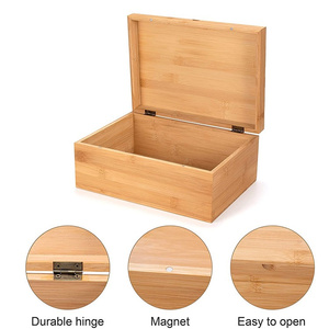 صندوق تخزين وتذكارات من الخيزران مع غطاء، ديكور مكتبي يدوي الصنع متعدد الوظائف بأسلوب أوروبي، صندوق هدايا كبير للزينة - Product Image 3