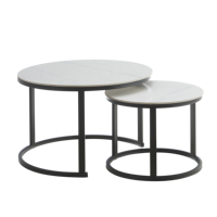 Ensemble de tables basses avec plateau en verre trempé et base en fer plaqué or pour salon, ensemble de tables basses rondes