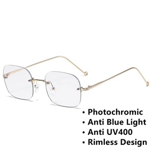 <span class=keywords><strong>Lunettes</strong></span> Anti-Reflet Photochromiques UV400 Sans Monture Métal Argent Or <span class=keywords><strong>Rondes</strong></span> <span class=keywords><strong>Carrées</strong></span> Verres Photochromiques Anti-Lumière Bleue 2026 pour Femme - Product Image 2
