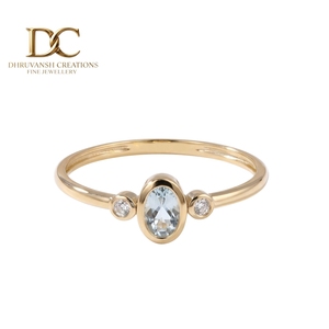 Anillo de Boda Elegante de Diseño en Oro Amarillo Sólido de 14 Quilates con Diamante Cultivado en Laboratorio y Aguamarina, Certificado IGI, Joyería de Lujo para Mujer - Product Image 2