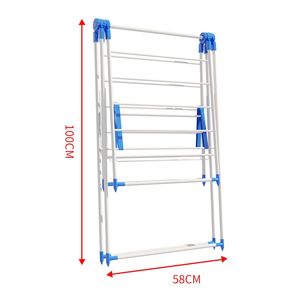 जानको बहुक्रियाशील स्टैंड ड्रायर स्प्रे लेपित लोहे के पाइप पंख वाले परिधान रैक - Product Image 4
