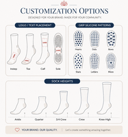 Chaussettes antidérapantes personnalisées pour femmes avec logo, pour ballet, yoga, pilates, mi-mollet, respirantes, tricotées, à revers rayé, avec grip pour le yoga