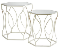 Ensemble moderne de 2 fils métalliques hexagonaux imbriqués table à thé café maison mini meubles salon